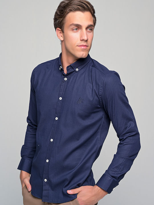 0395 Long-sleeved Cotton Shirt Navy Blue