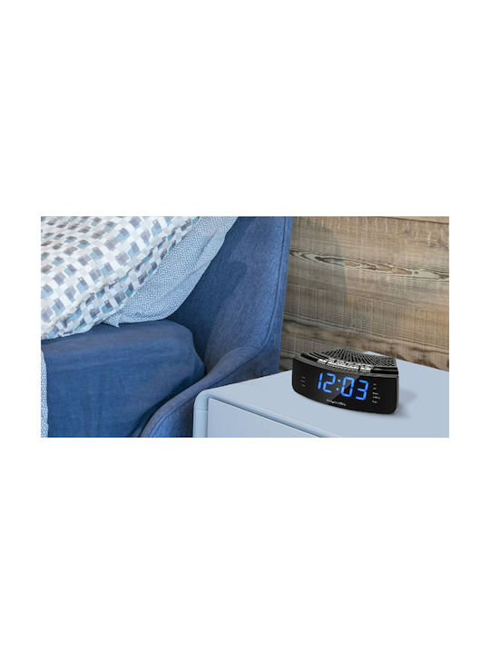 Kruger & Matz Tabletop Digital LED Clock Plastic With Alarm Clock & Radio Black KM0813