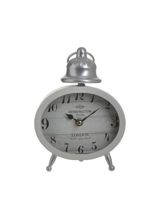 Inart Tabletop Clock Cream-Silver 3-20-977-0305