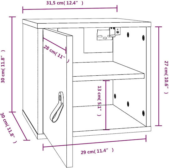 Dulap Suspendat pentru Sufragerie din Lemn Masiv Alb 31.5x30x30cm