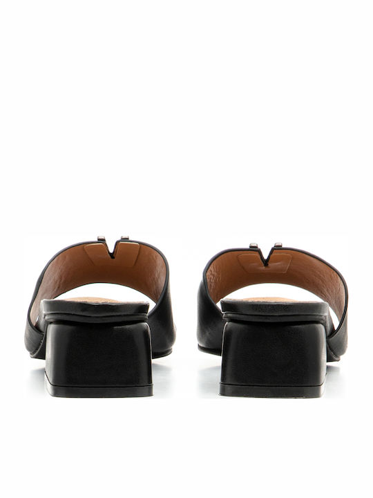 Mules with Chunky Low Heel in Black Color