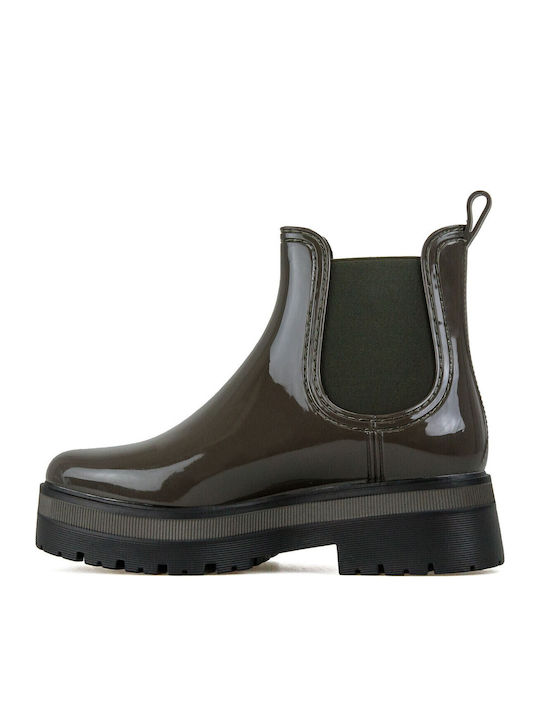 Women's Short Mid Heel Wellies Khaki