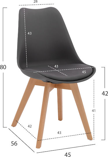 Stühle Küche Dark grey 1Stück 45x56x80cm