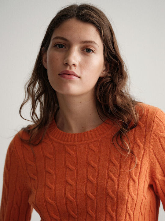 Gant Damen Langarm Pullover Wolle Orange