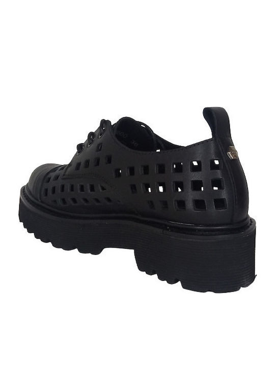 Leder Damen Derby in Schwarz Farbe