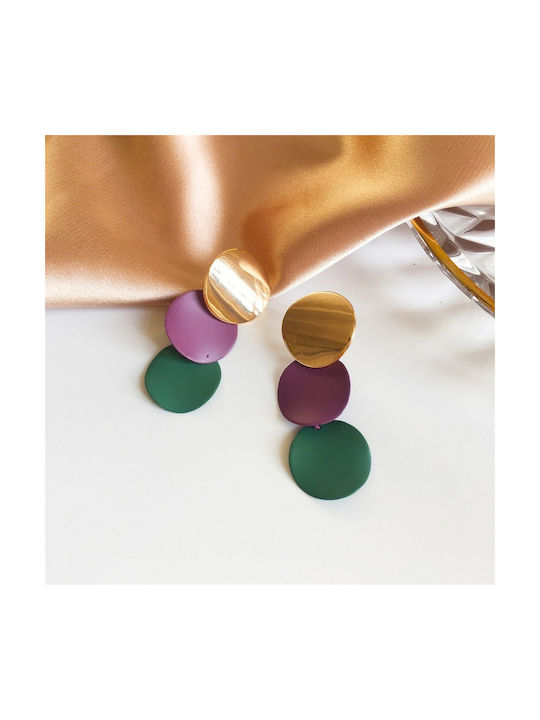 Purple Green earrings, made of brass alloy.