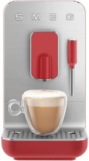 Smeg Αυτόματη Μηχανή Espresso 1350W Πίεσης 19bar με Μύλο Άλεσης Red Matt BCC02RDMEU