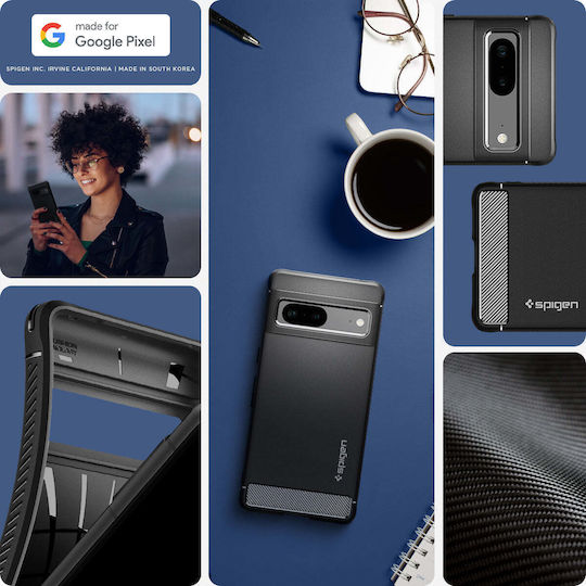 Spigen Rugged Armor Back Cover Σιλικόνης 2mm Matte Black (Google Pixel 7)
