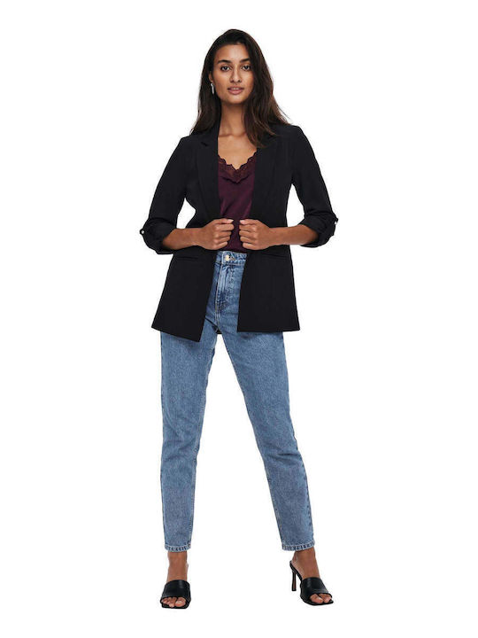 Only Kayle Long Women's Waisted Blazer Black