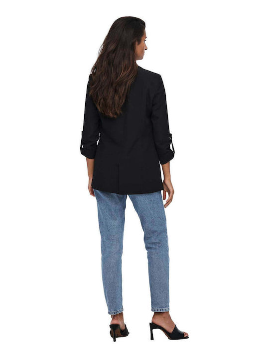 Only Kayle Lung Blazer pentru femei Cu talie Sacou Negru Only Kayle Lung Blazer pentru femei Cu talie Sacou Negru