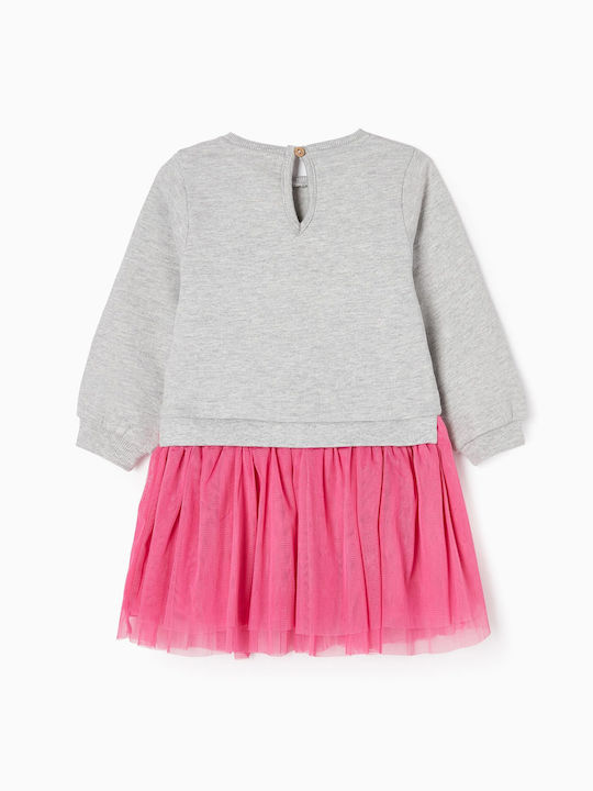 Zippy Sweatshirt Kids Dress Tulle Long Sleeve Gray