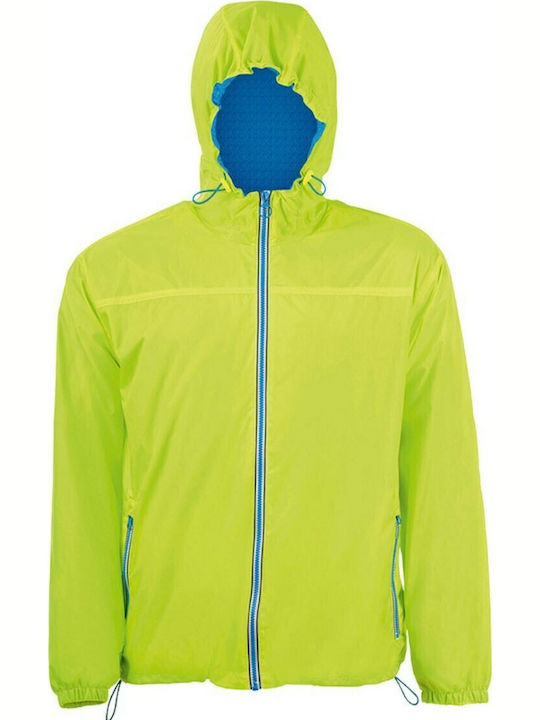 Skate Jacket Waterproof and Windproof Neon Lime / Royal Blue