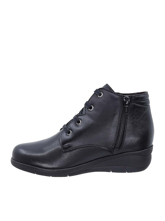 Leather Women's Ankle Boots Platform Black