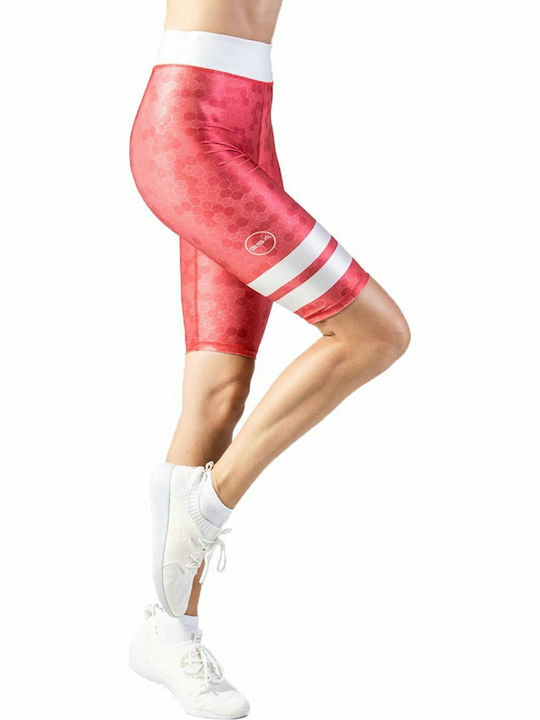 Glow Never Quit Vol 1 17-2004-01 Training Women's Bike Leggings Shiny And High Waist Red
