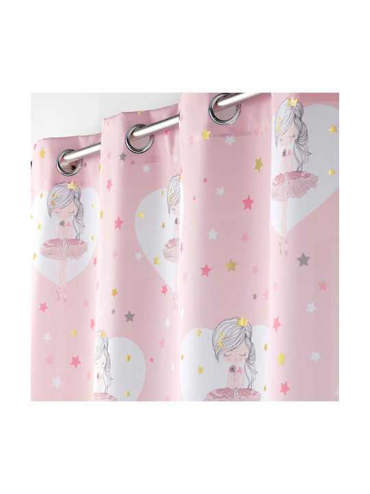 Douceur d'Intérieur Kids Grommet Top Curtain Petite Etoile Rideau Pink 140x260cm