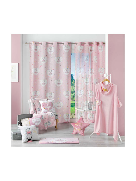 Douceur d'Intérieur Perdea pentru Copii Petite Etoile Rideau cu Capsatoare Roz 1611096 140x260buc