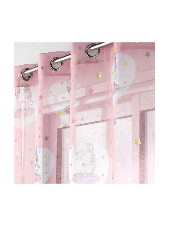 Douceur d'Intérieur Kids Grommet Top Curtain Petite Etoile Voilage Pink 140x280cm