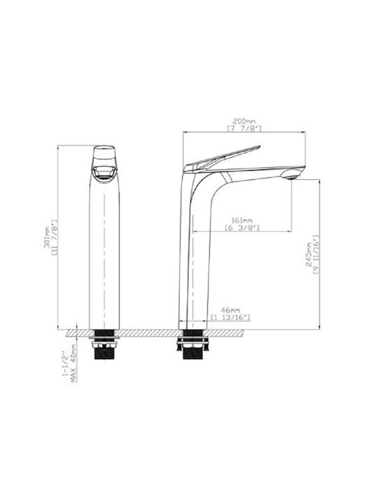 Karag Lea Mixing Tall Sink Faucet Gun Metal