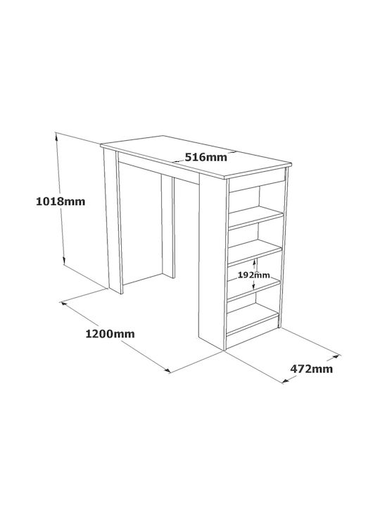 Cocenza Tisch Bar Holz Natural - White 120x51x101cm