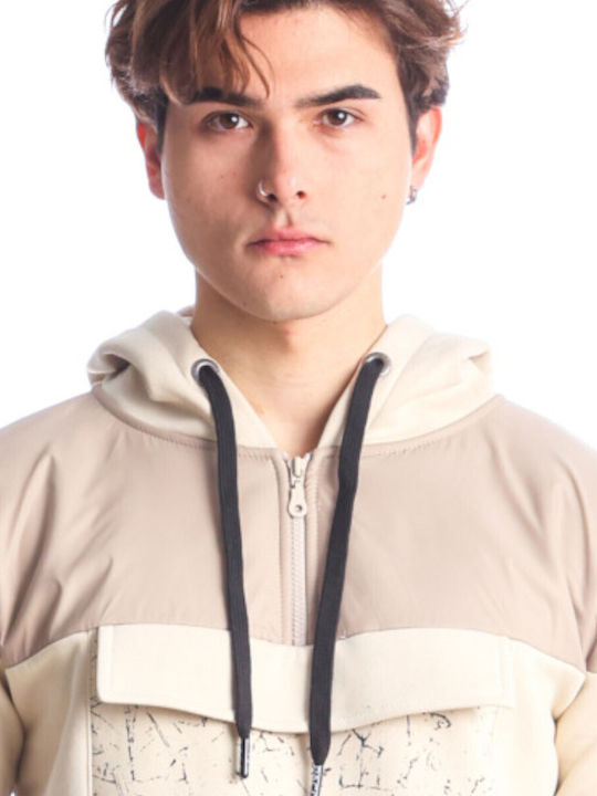 Paco & Co Men's Sweatshirt with Hood and Pockets Beige