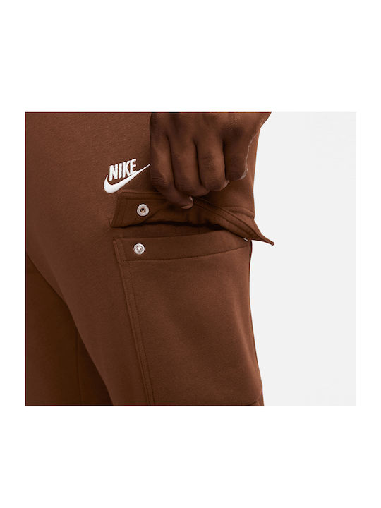 Men's Fleece Sweatpants with Rubber Cacao Wow / White