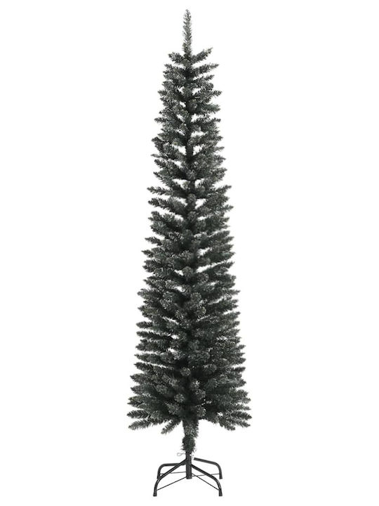 Snowy Christmas Slim Green Tree with Metallic Base H180cm