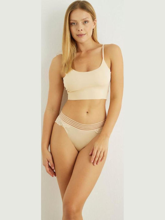 Chiara Damen Slip mit Spitze Beige