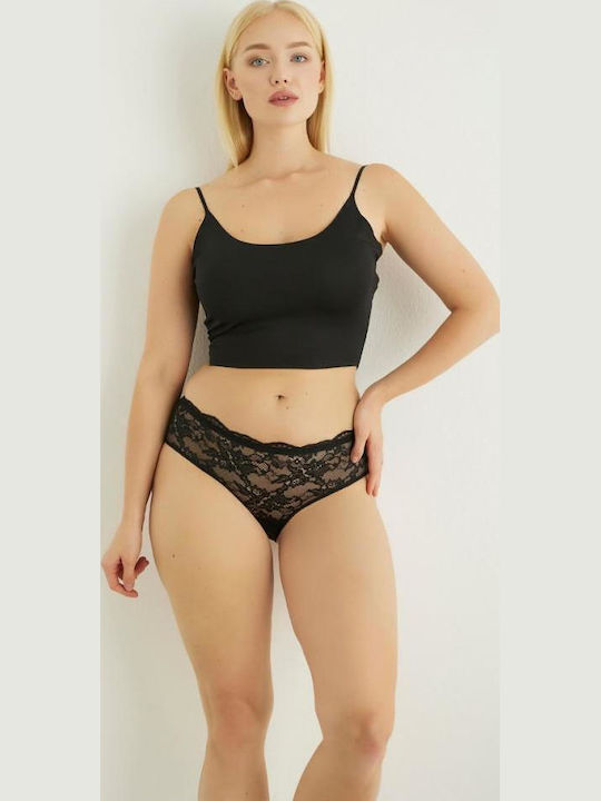 Mia Femeie Slip cu Dantelă Negru