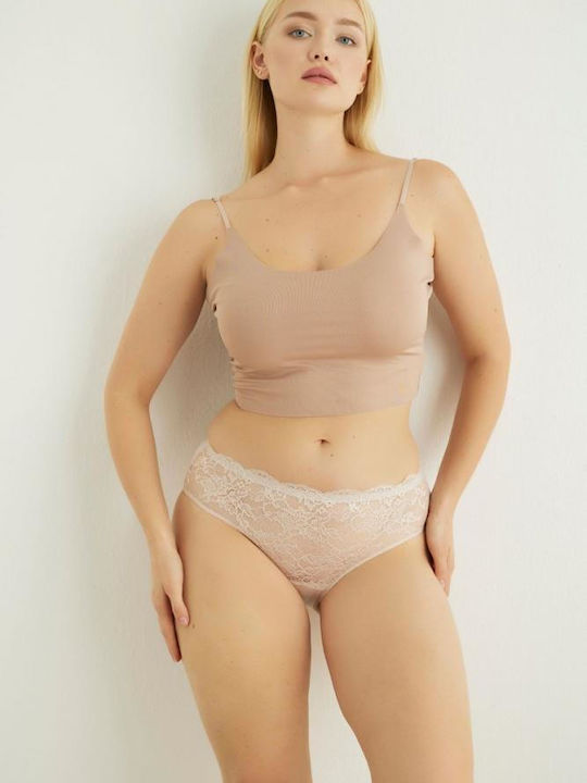 Mia Femeie Slip cu Dantelă Bej