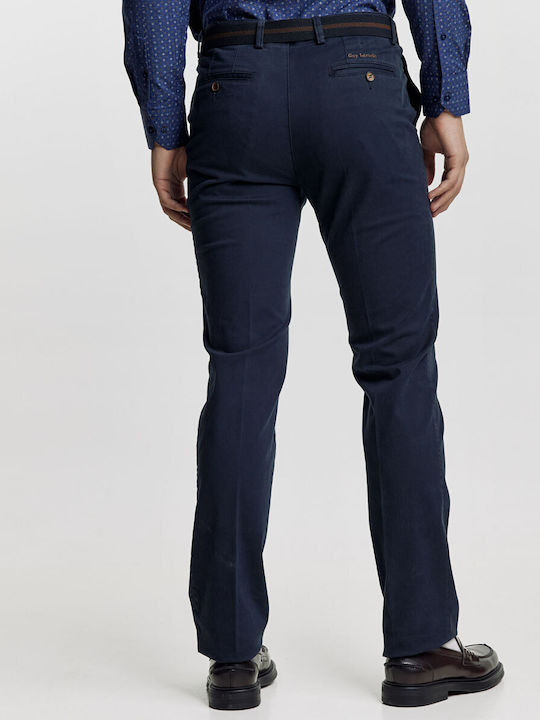 Guy Laroche Trousers Chino Elastic in Regular Fit Navy Blue