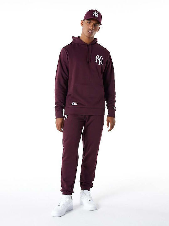 New York Yankees Essentials Sweatshirt with Hood Burgundy