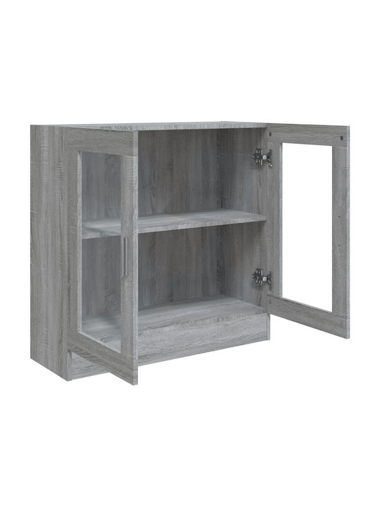Wohnzimmer Vitrine aus Spanplatte mit Verglasung Graue 82.5x30.5x80cm