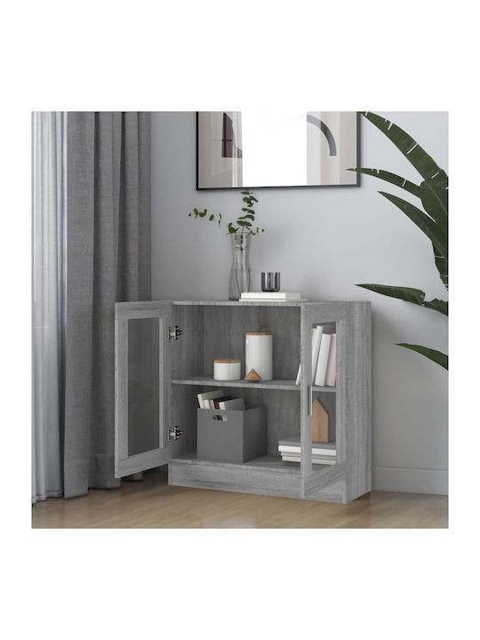 Wohnzimmer Vitrine aus Spanplatte mit Verglasung Graue 82.5x30.5x80cm