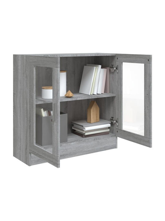 Wohnzimmer Vitrine aus Spanplatte mit Verglasung Graue 82.5x30.5x80cm