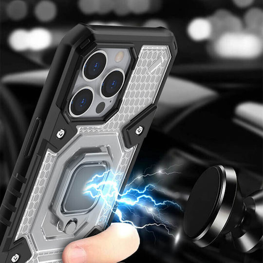Techsuit Honeycomb Armor Ring Back Cover Σιλικόνης 1.3mm Black/Blue (iPhone 13 Pro)