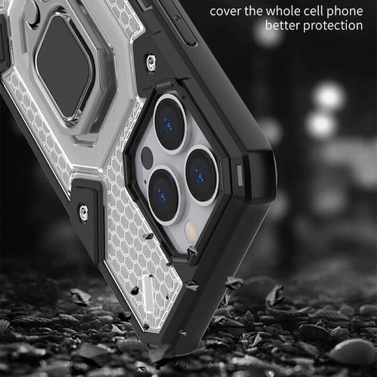Techsuit Honeycomb Armor Ring Back Cover Σιλικόνης 1.3mm Black/Blue (iPhone 13 Pro)