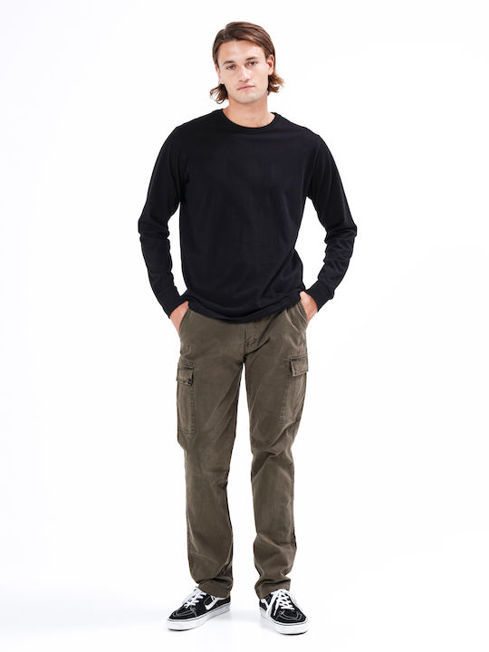 Trousers Cargo Elastic in Loose Fit Olive
