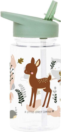 A Little Lovely Company Forest Friends Kinderflasche Kunststoff mit Strohhalm 450ml