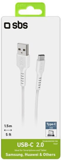 SBS Cablu USB 2.0 USB-C Masculin - USB-A Alb 1.5m CA19462369