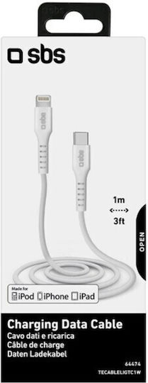 SBS USB-C to Lightning Cable Λευκό 1m (TECABLELIGTC1W)