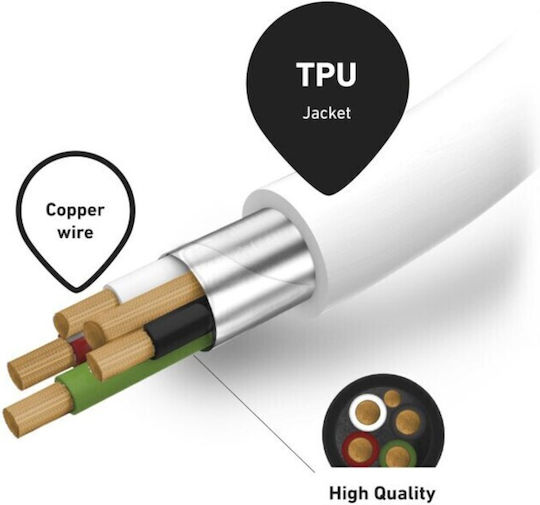 SBS USB-C to Lightning Cable Λευκό 1m (TECABLELIGTC1W)