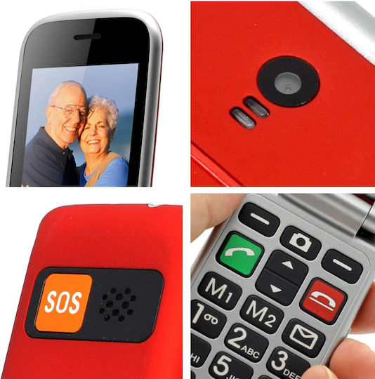 Artfone CF241A Dual SIM Κινητό με Κουμπιά Κόκκινο