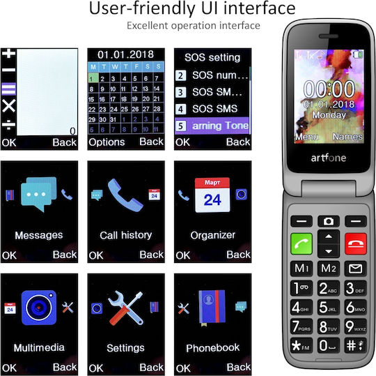 Artfone CF241A Dual SIM Κινητό με Κουμπιά Κόκκινο