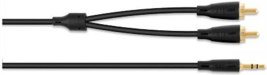 QED 3.5mm Male To RCA Male Audio Cable Black 0.75m With Gold Plated Terminals QE8111