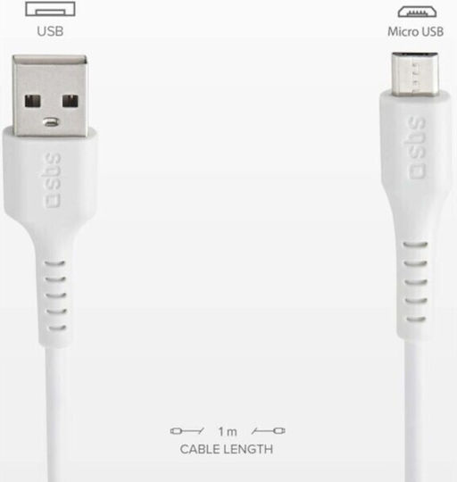 SBS Regulär USB 2.0 auf Micro-USB-Kabel Weiß 1m (TECABLEMICROW) 1Stück