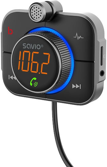 Savio FM Transmitter Αυτοκινήτου TR-14 με AUX / Bluetooth / MicroSD / Type-C / USB