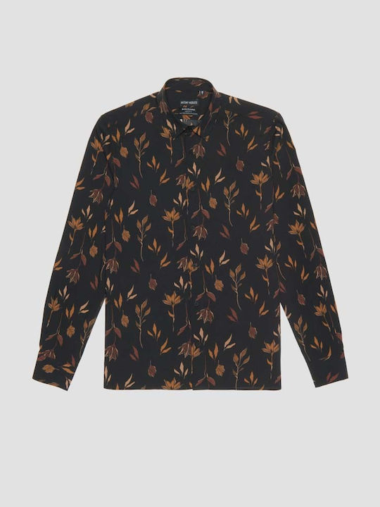 Antony Morato Men's Shirt Long Sleeve Floral Black