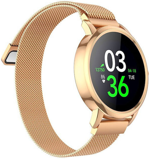 Hoco Y8 Stainless Steel Waterproof Smartwatch with Heart Rate Monitor (Gold)