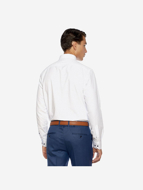 Brokers Jeans Men's Shirt Long Sleeve Polka Dot White