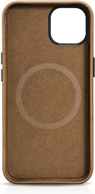 iCarer Oil Wax Premium Leather Back Cover Δερμάτινο Tan (iPhone 14)